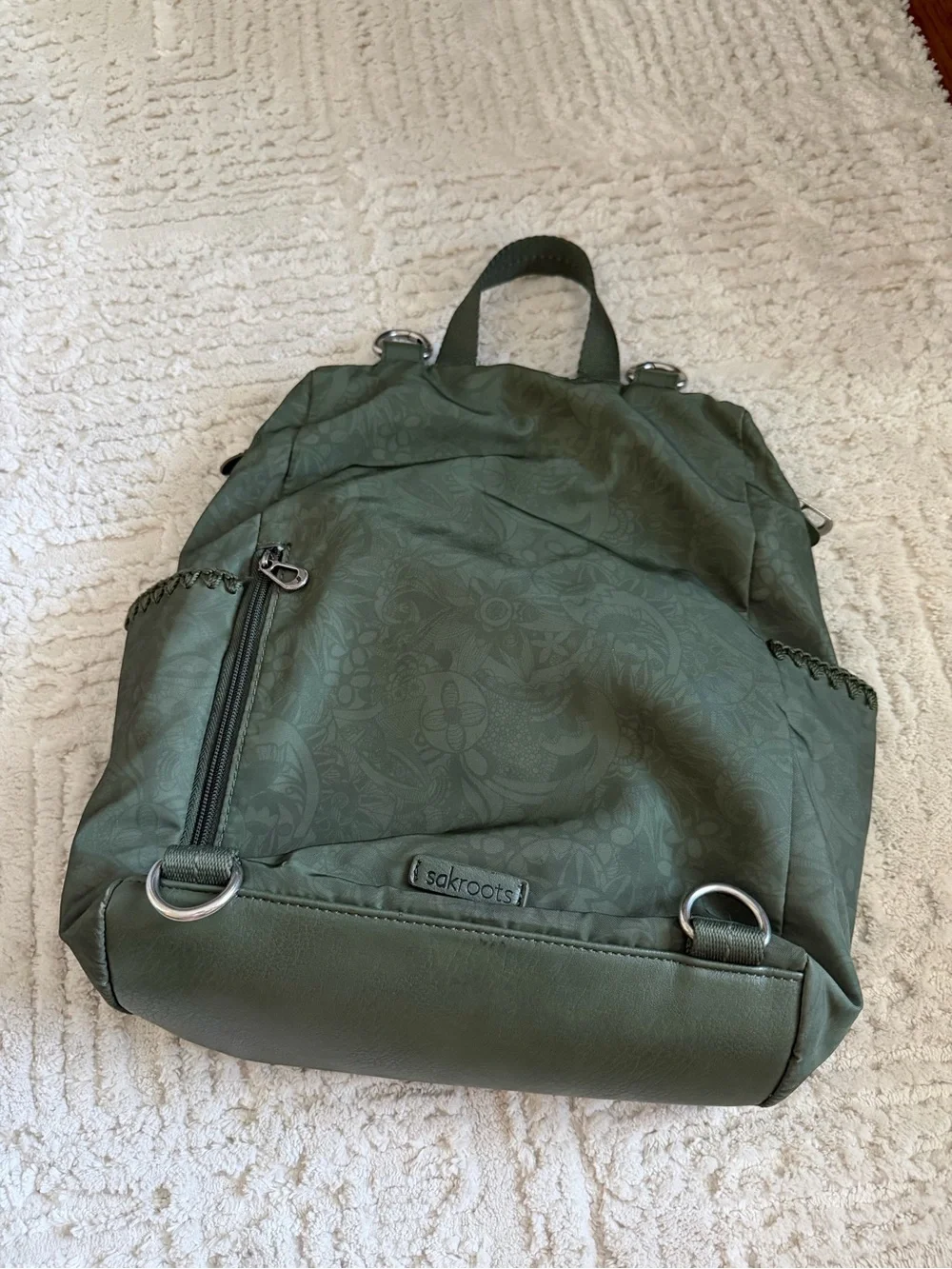 Sakroots Olive Green Women's Backpack Tote